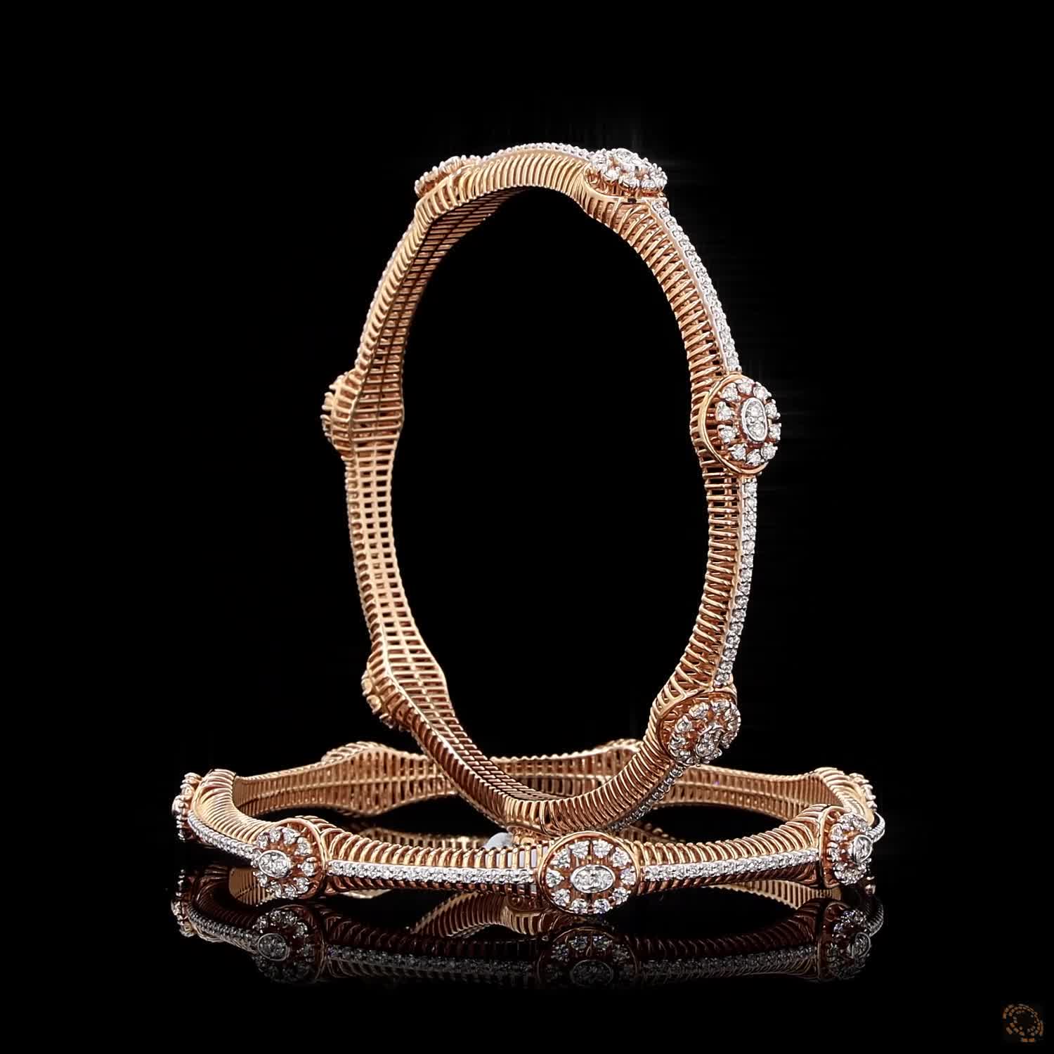 Diamond Bangles in 18KT Rose Gold