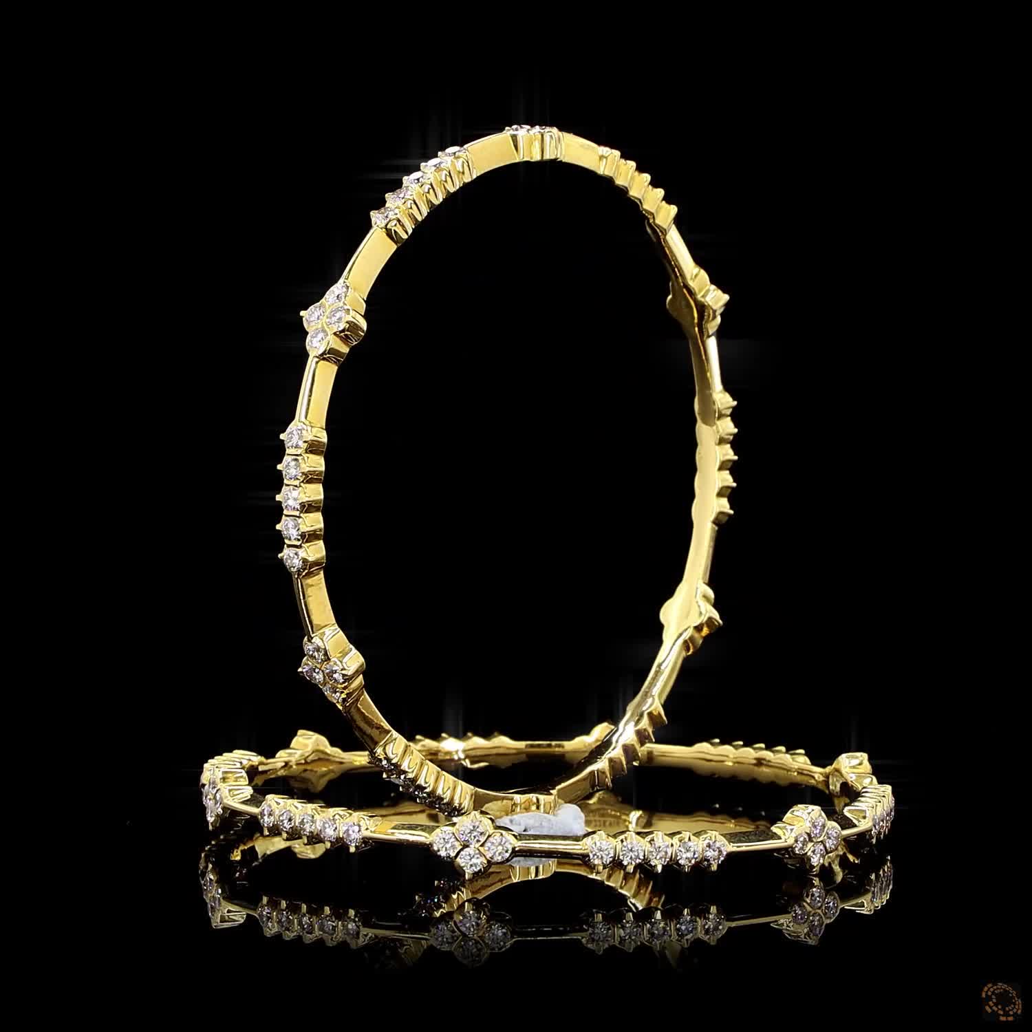 Diamond Bangles in 22KT Yellow Gold