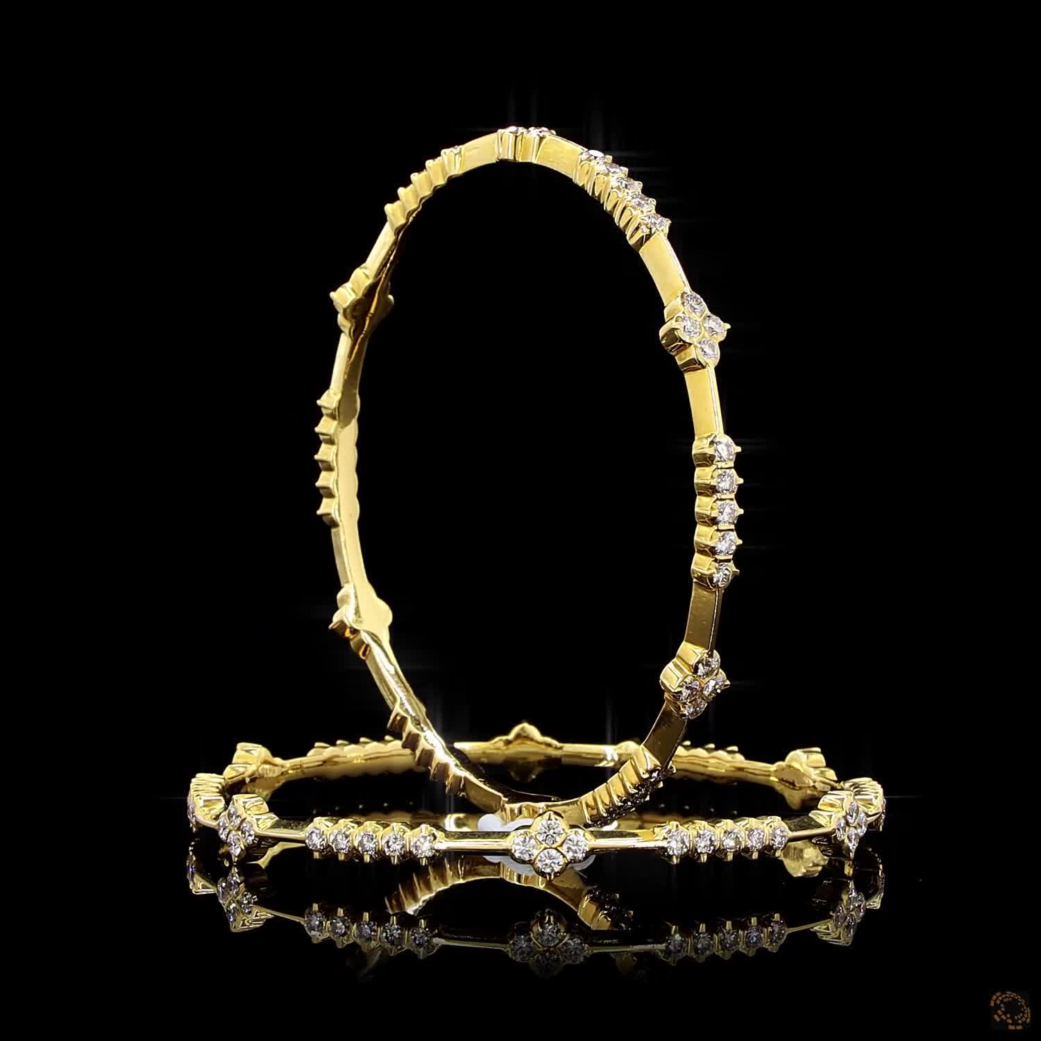 Diamond Bangles in 22KT Yellow Gold