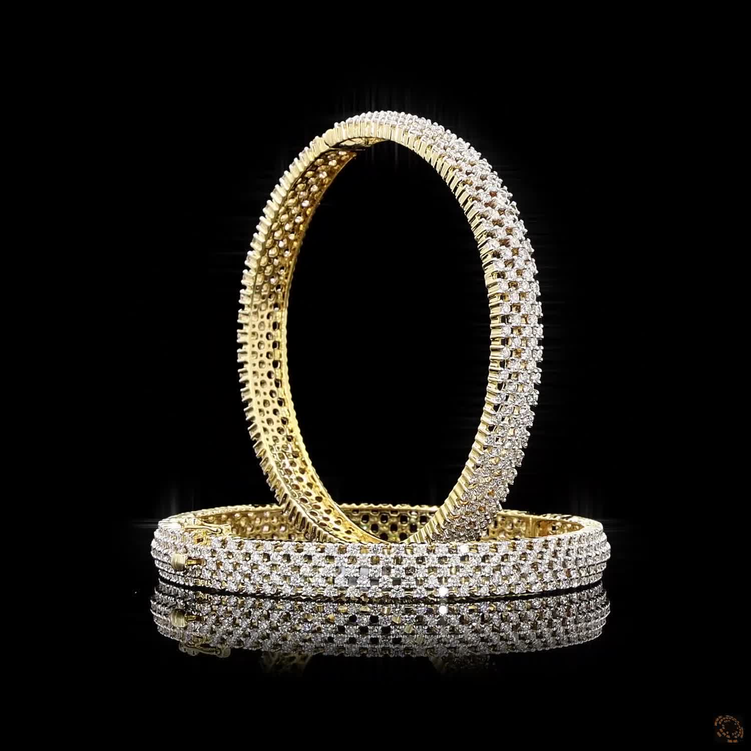 Diamond Bangles in 18KT Yellow Gold