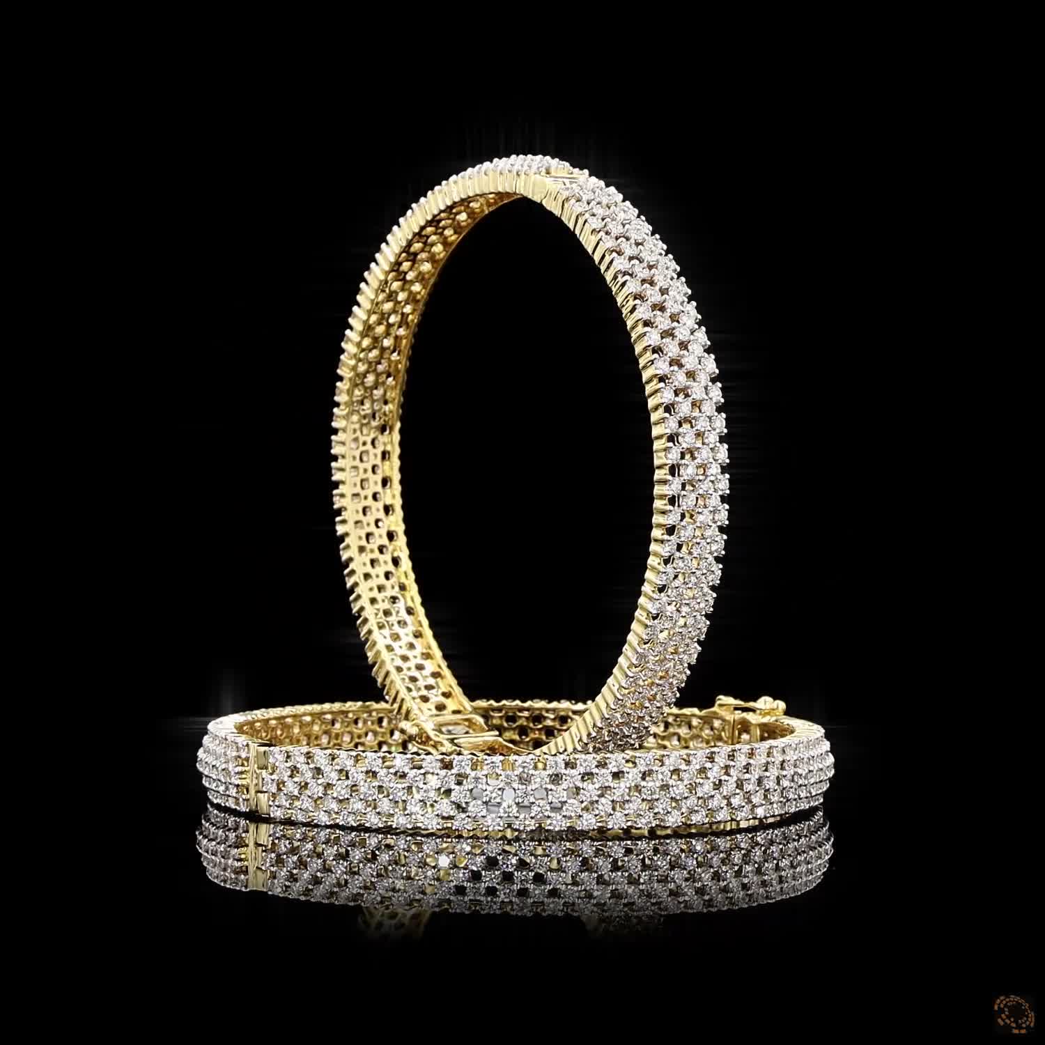 Diamond Bangles in 18KT Yellow Gold