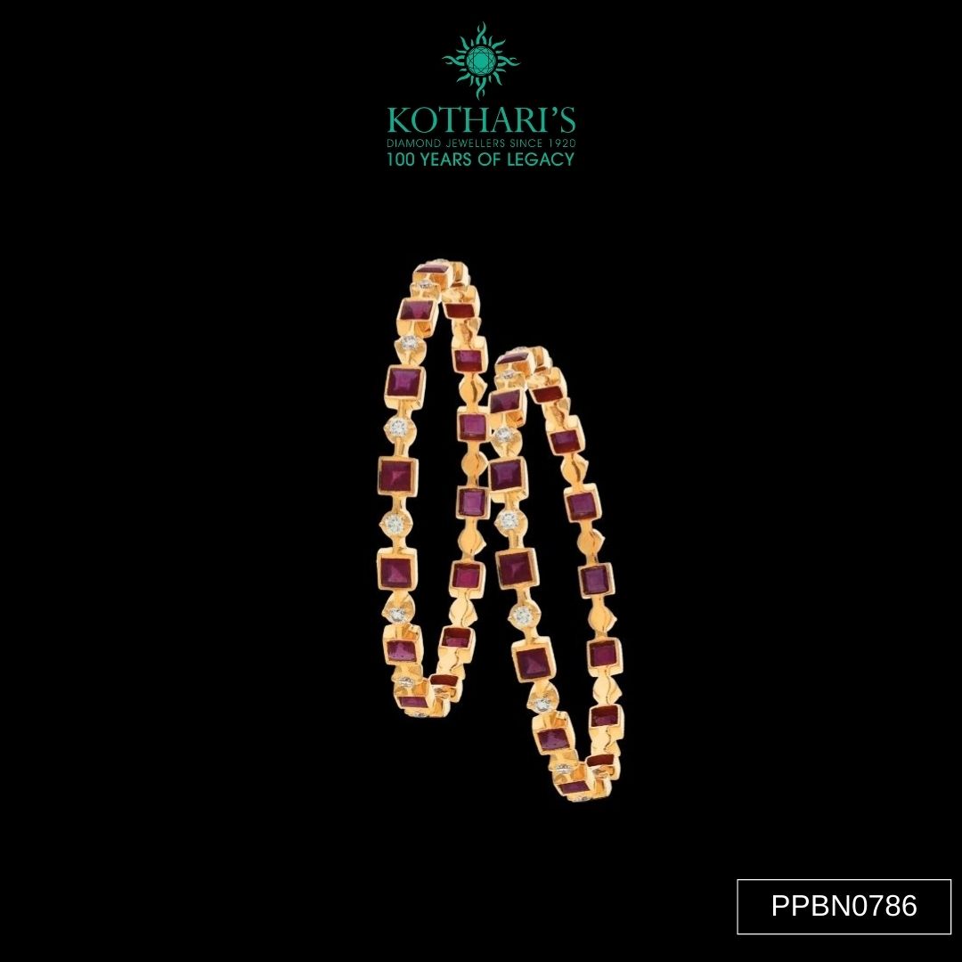 Ruby Diamond Bangles in 22KT Yellow Gold