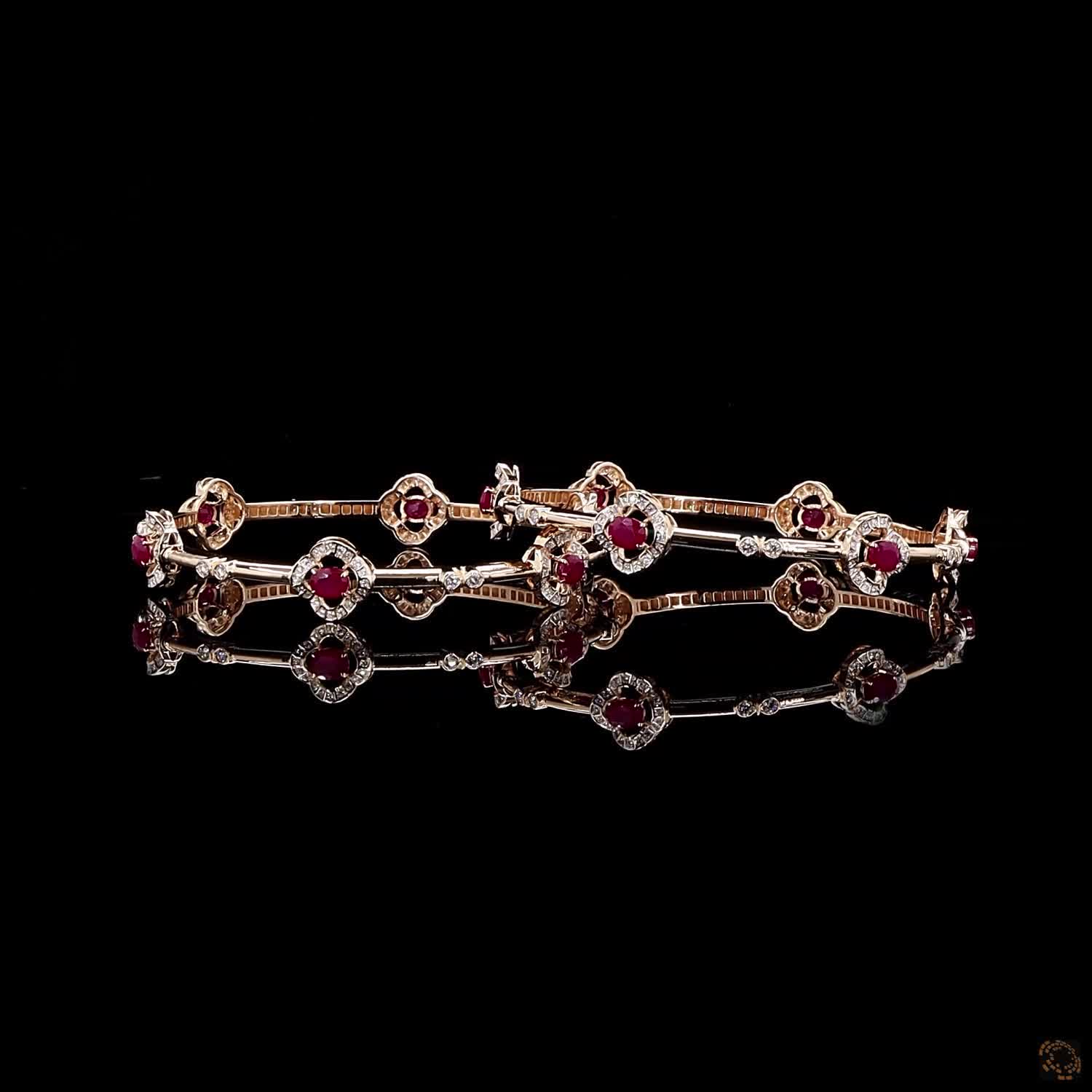 Ruby Diamond Bangles in 18KT Rose Gold