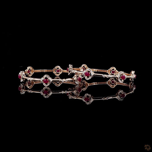 Ruby Diamond Bangles in 18KT Rose Gold