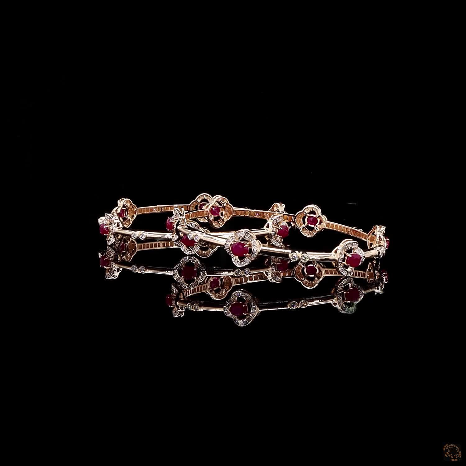Ruby Diamond Bangles in 18KT Rose Gold