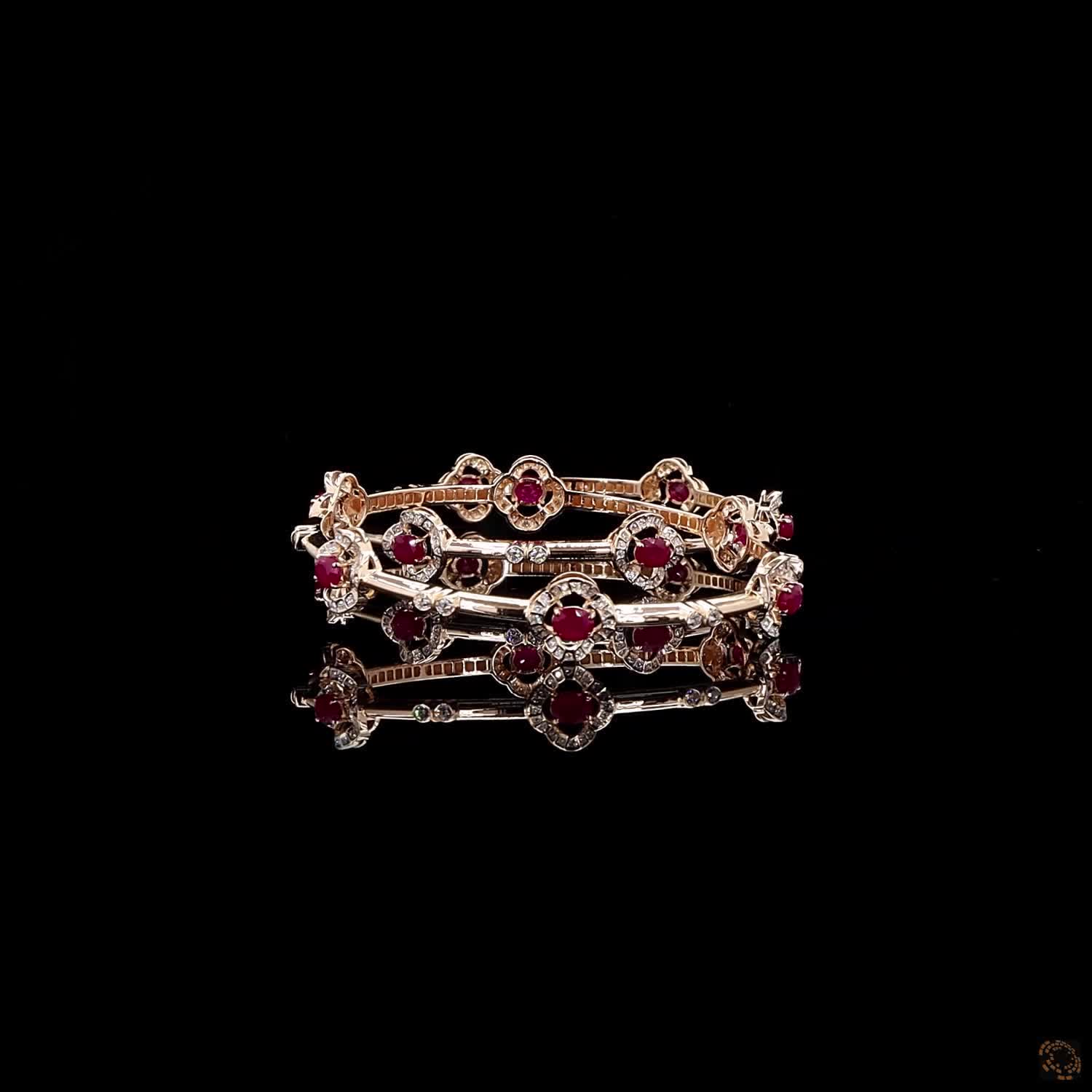 Ruby Diamond Bangles in 18KT Rose Gold