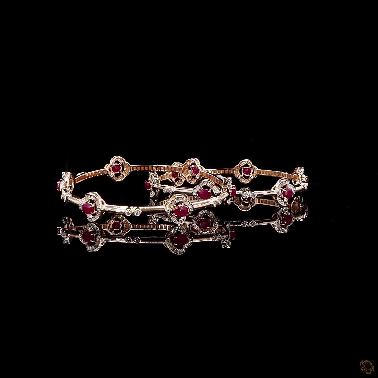 Ruby Diamond Bangles in 18KT Rose Gold