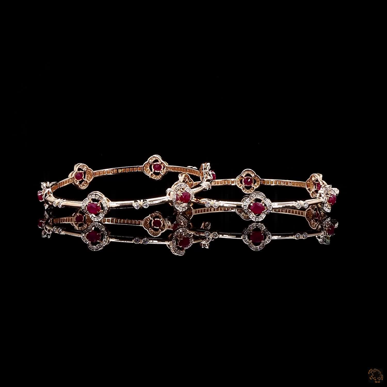 Ruby Diamond Bangles in 18KT Rose Gold