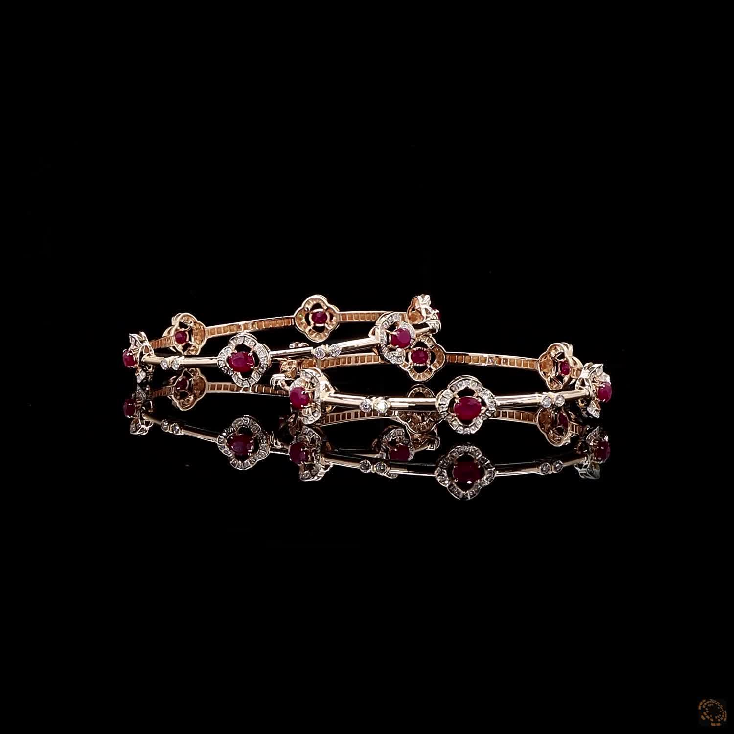 Ruby Diamond Bangles in 18KT Rose Gold