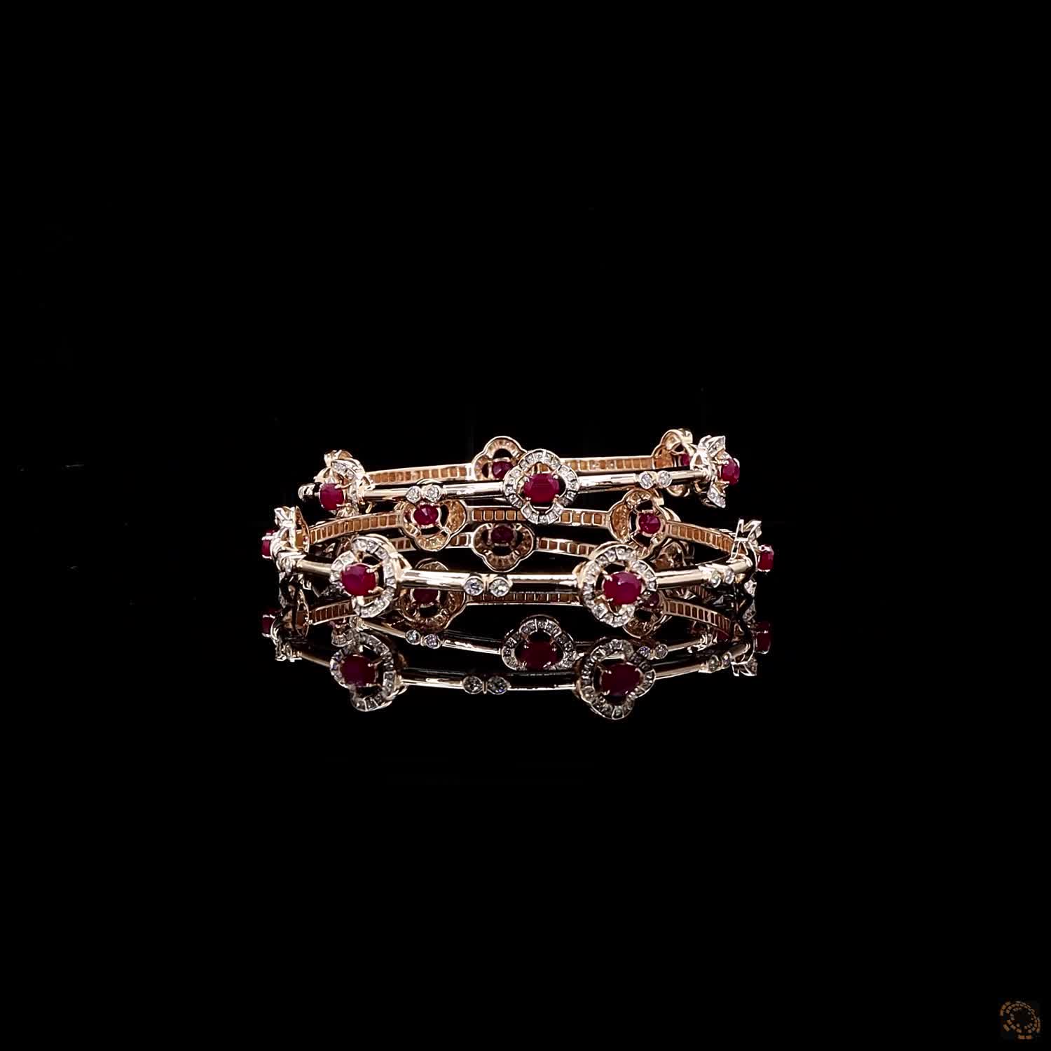 Ruby Diamond Bangles in 18KT Rose Gold