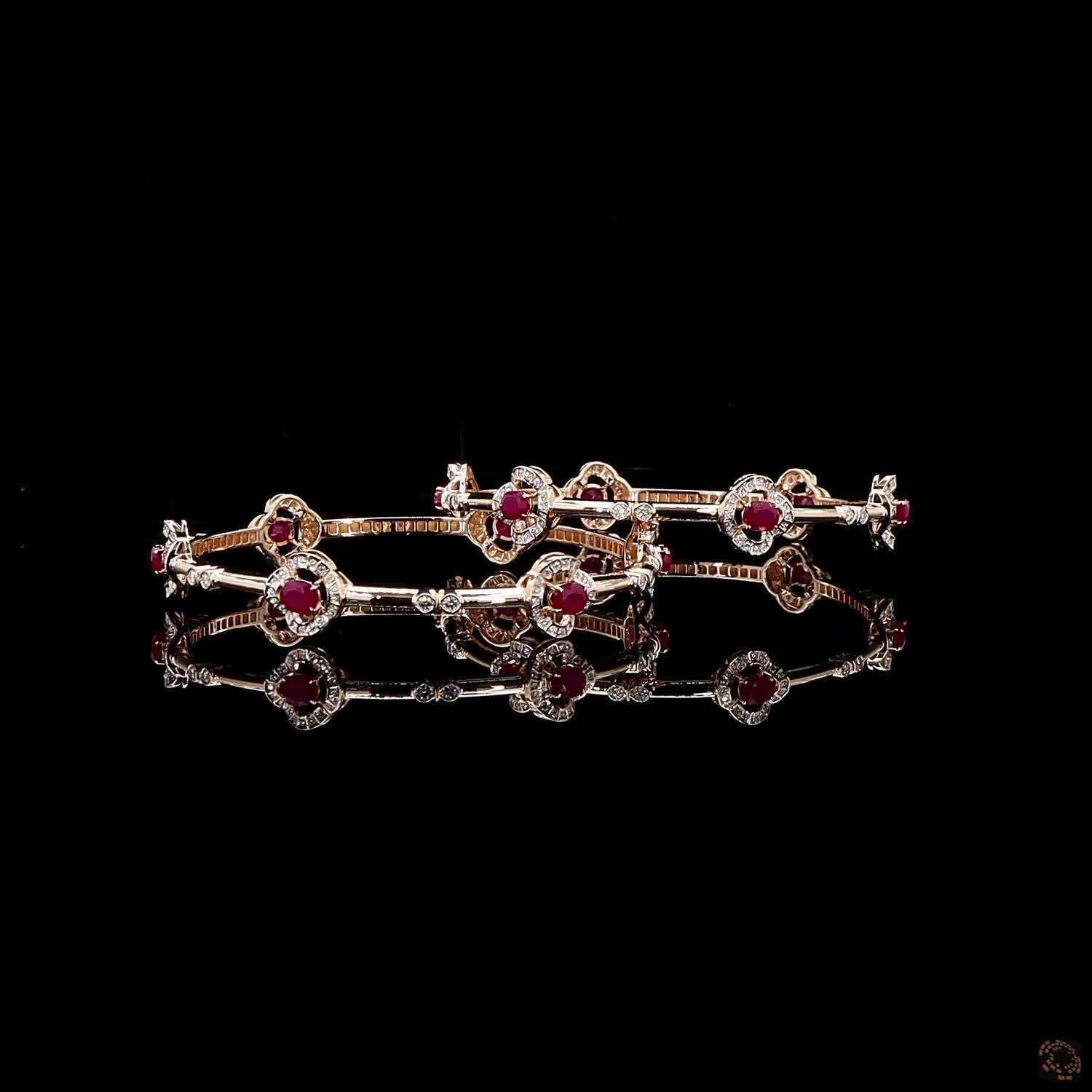 Ruby Diamond Bangles in 18KT Rose Gold