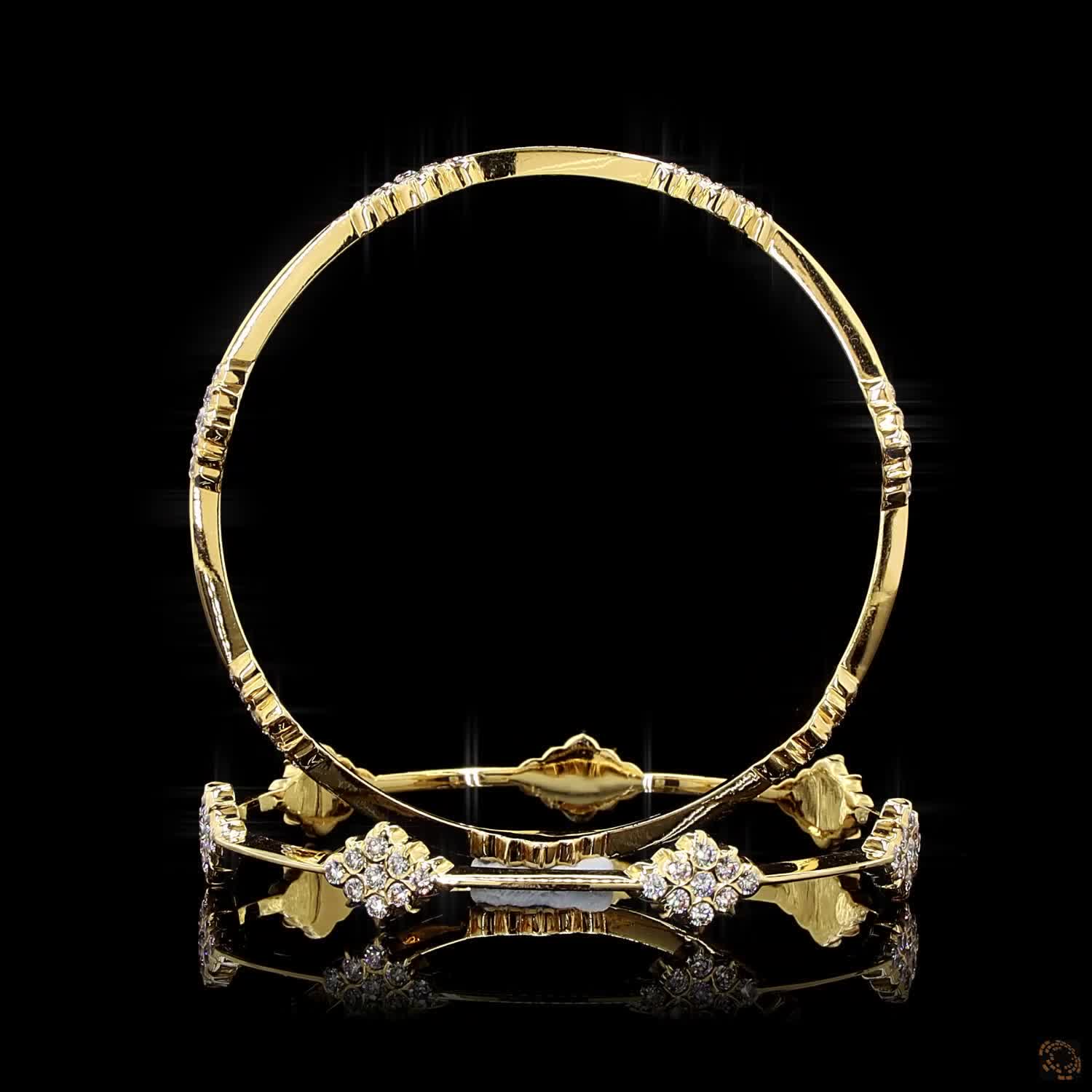 Diamond Bangles in 22KT Yellow Gold