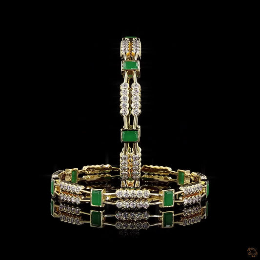 Emerald Diamond Bangles in 18KT Yellow Gold