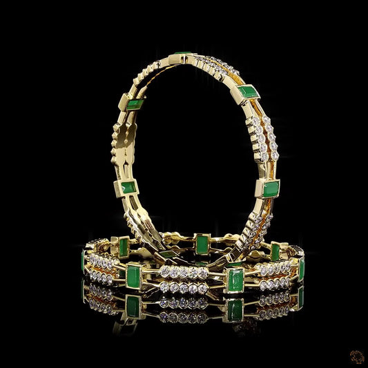 Emerald Diamond Bangles in 18KT Yellow Gold