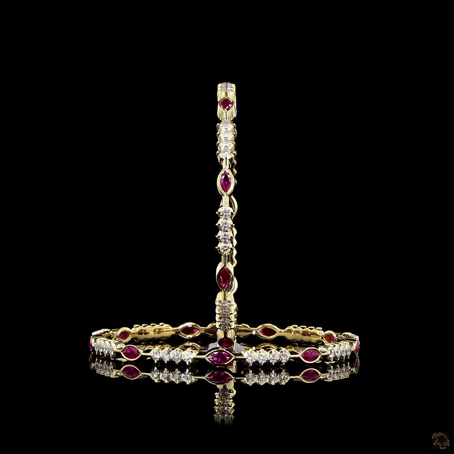 Ruby Diamond Bangles in 18KT Yellow Gold