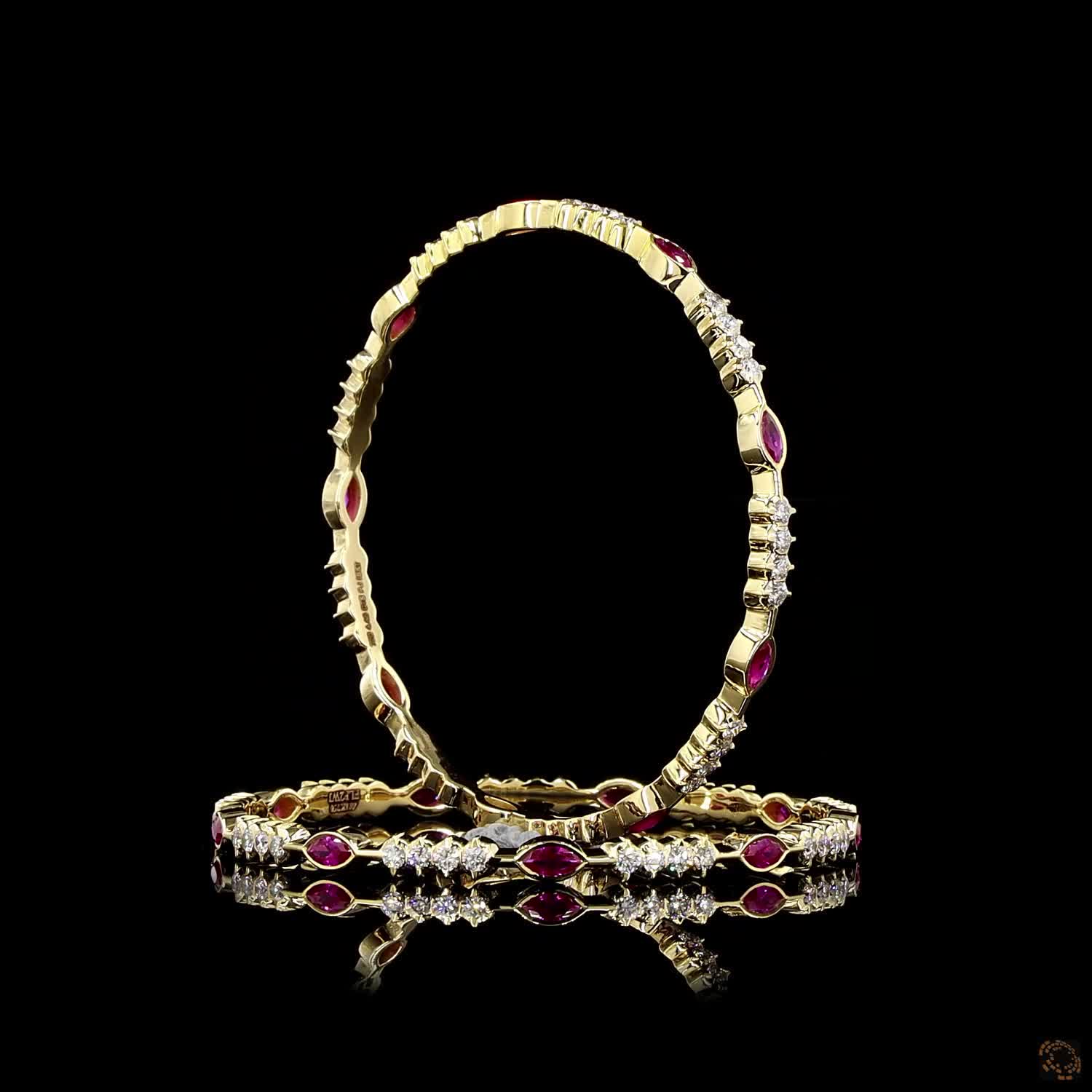 Ruby Diamond Bangles in 18KT Yellow Gold