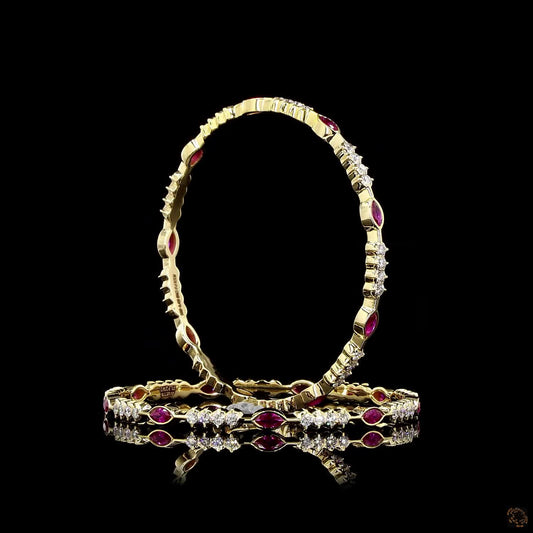 Ruby Diamond Bangles in 18KT Yellow Gold