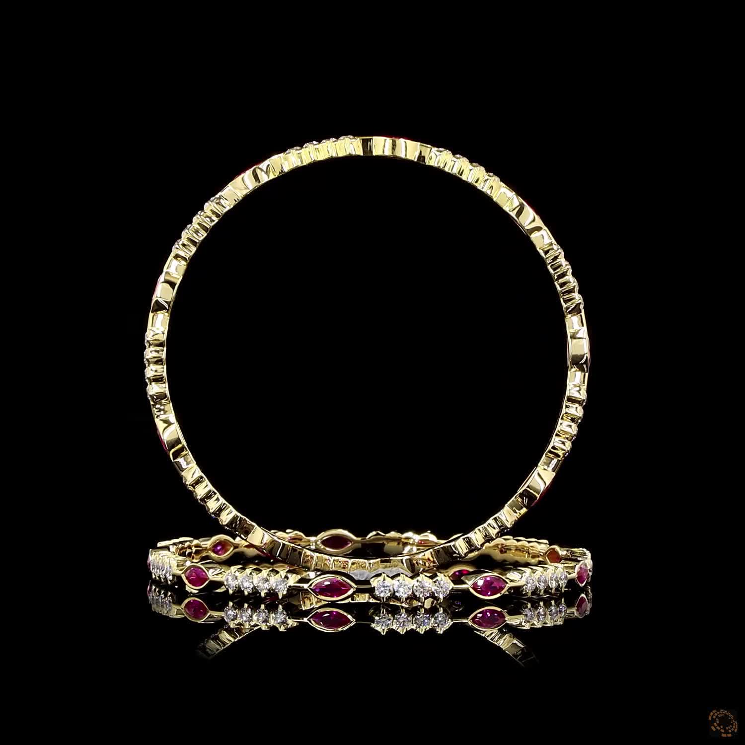 Ruby Diamond Bangles in 18KT Yellow Gold