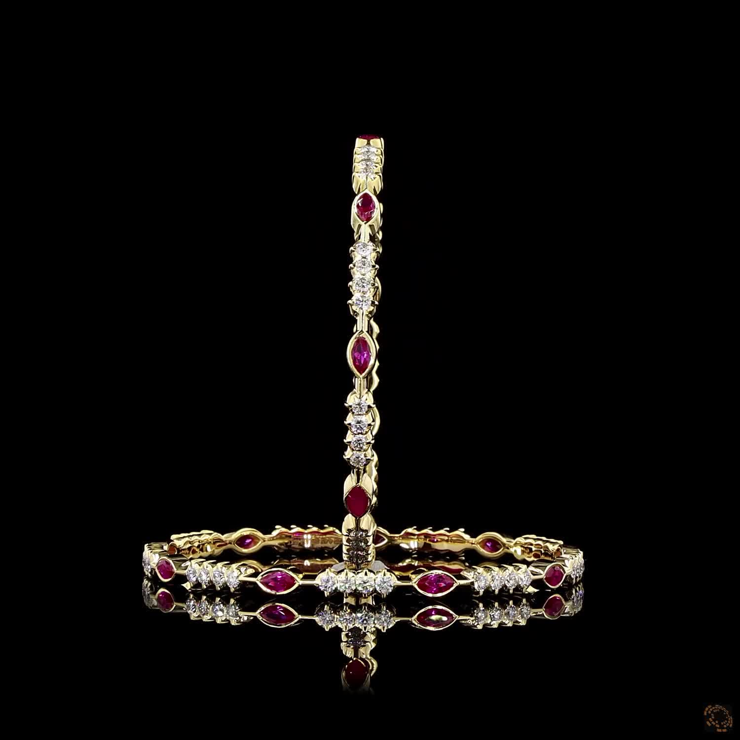 Ruby Diamond Bangles in 18KT Yellow Gold