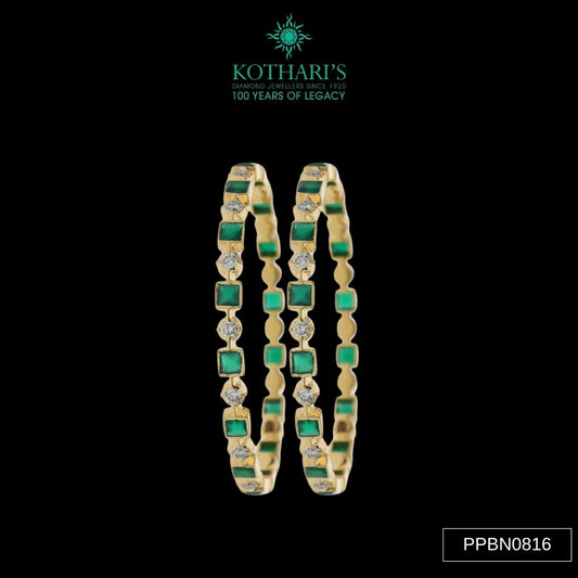 Emerald Diamond Bangles in 18KT Yellow Gold