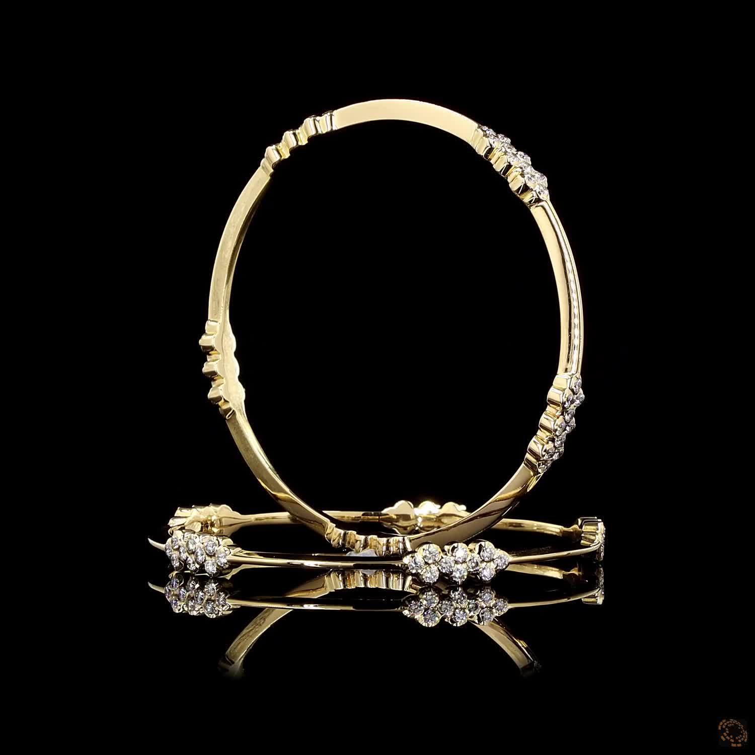 Diamond Bangles in 18KT Yellow Gold