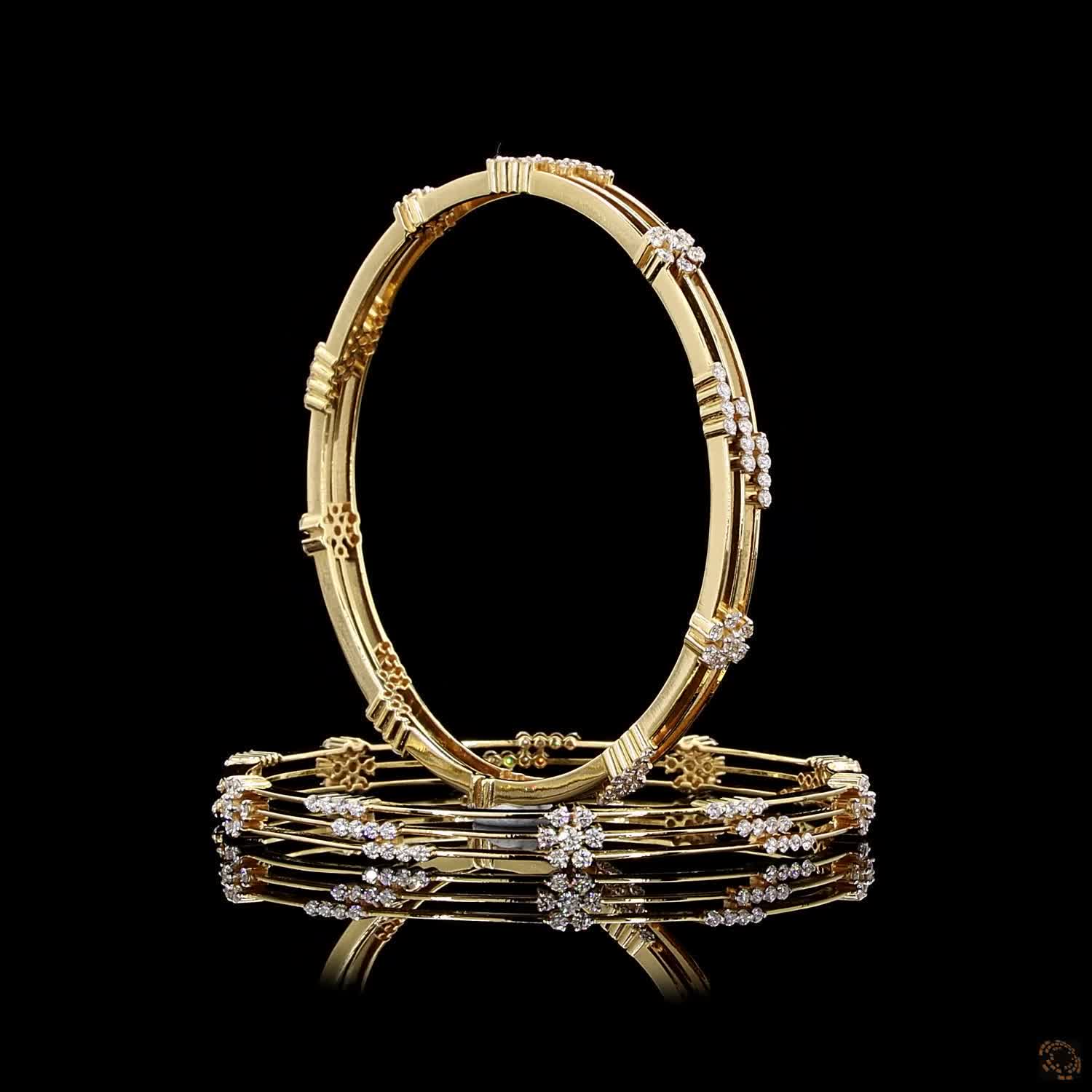 Diamond Bangles in 22KT Yellow Gold