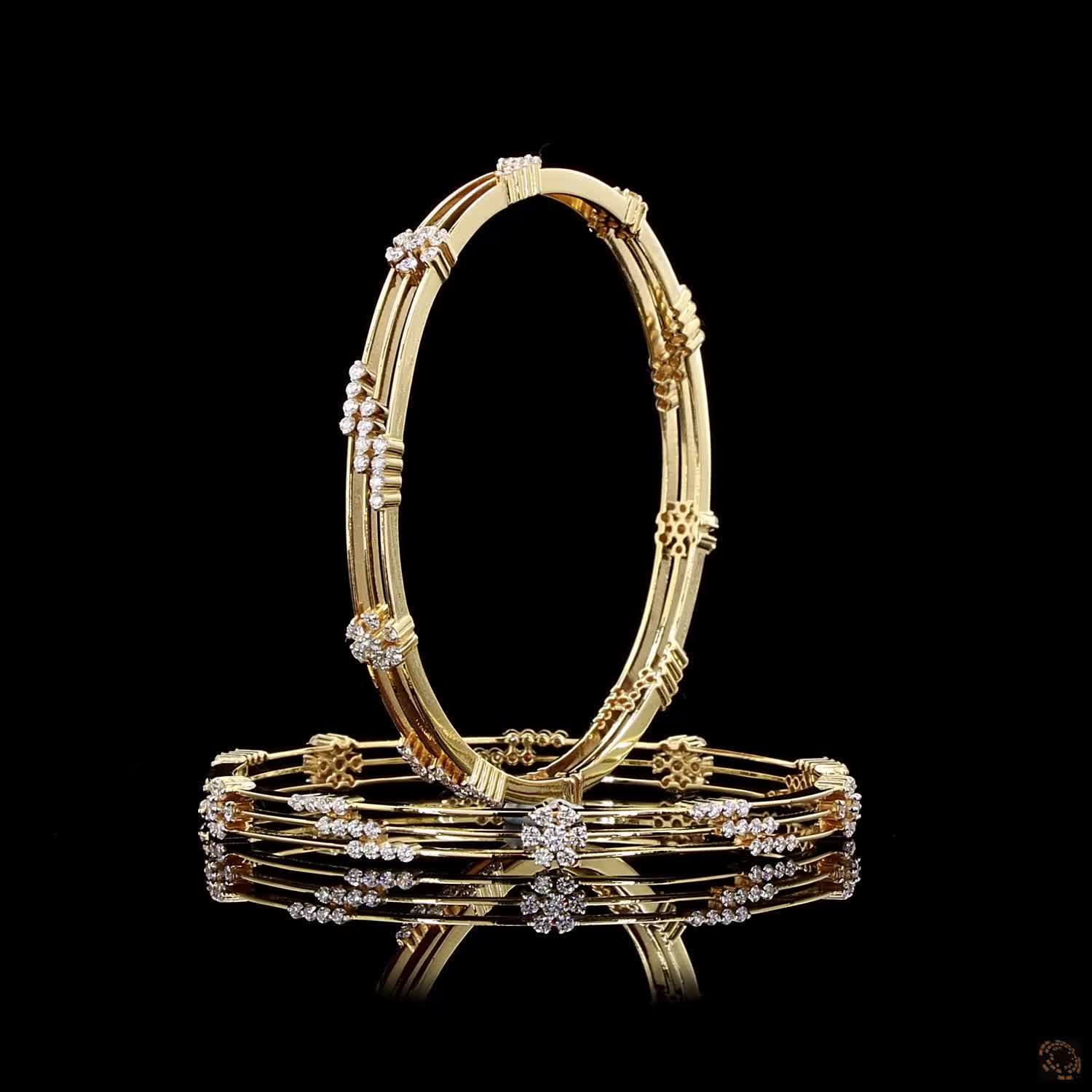 Diamond Bangles in 22KT Yellow Gold