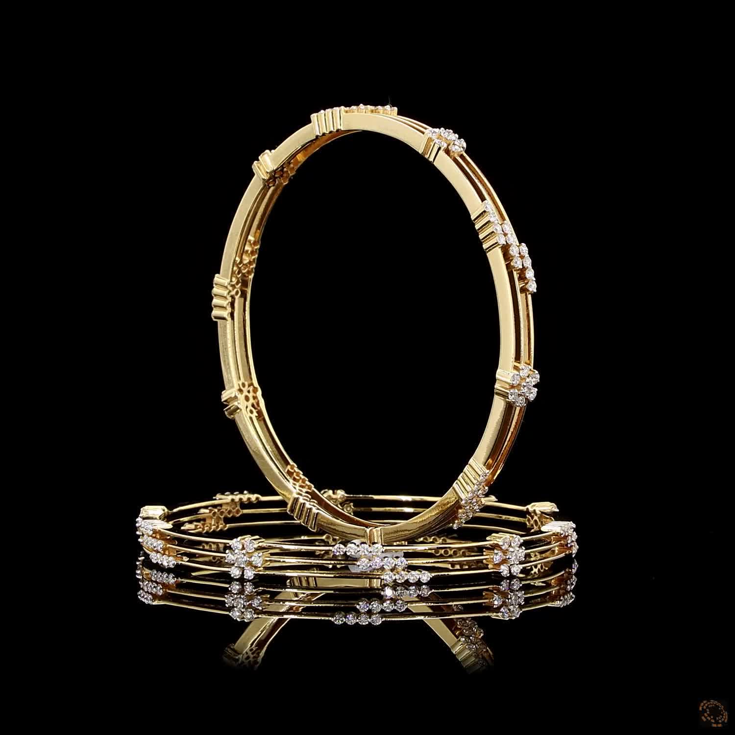 Diamond Bangles in 22KT Yellow Gold