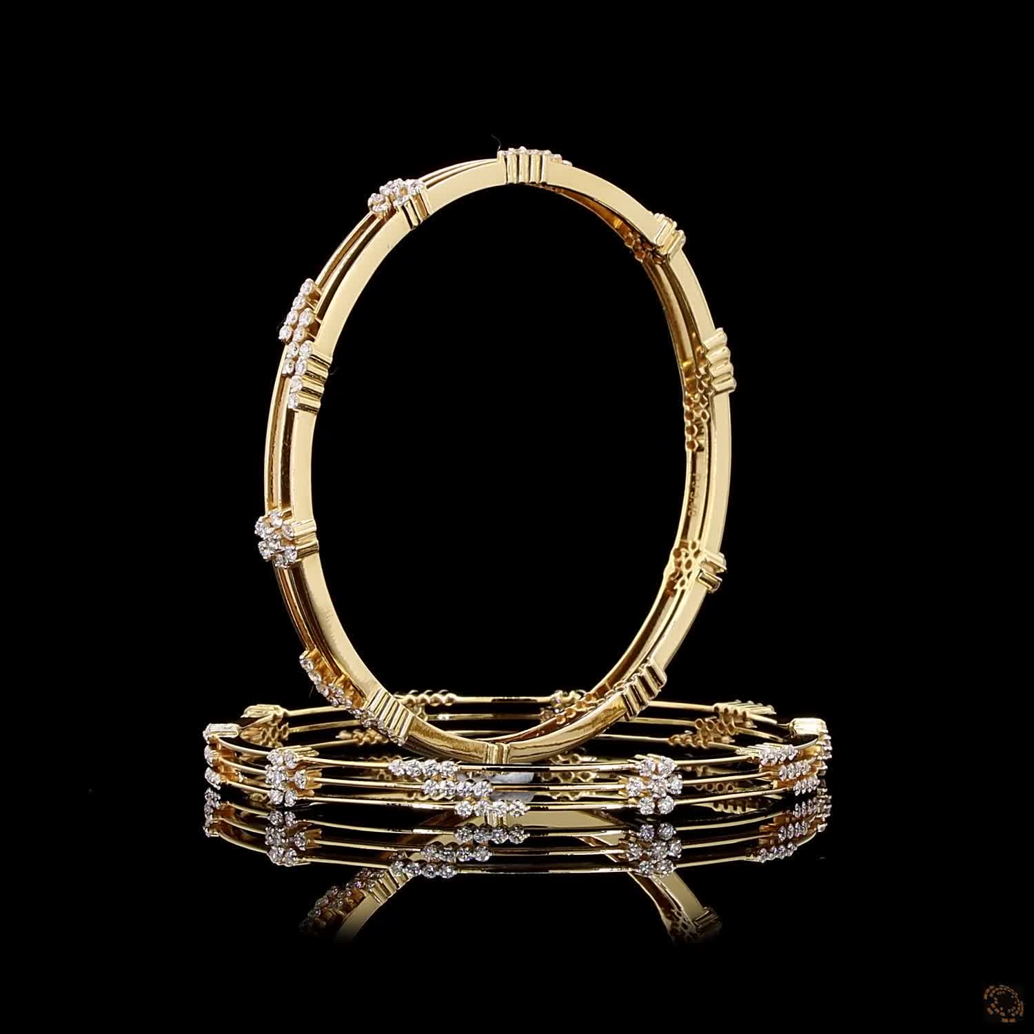 Diamond Bangles in 22KT Yellow Gold