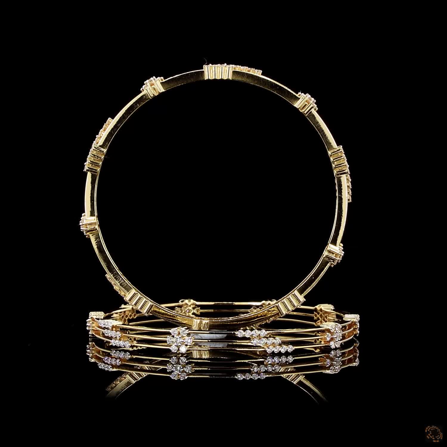 Diamond Bangles in 22KT Yellow Gold