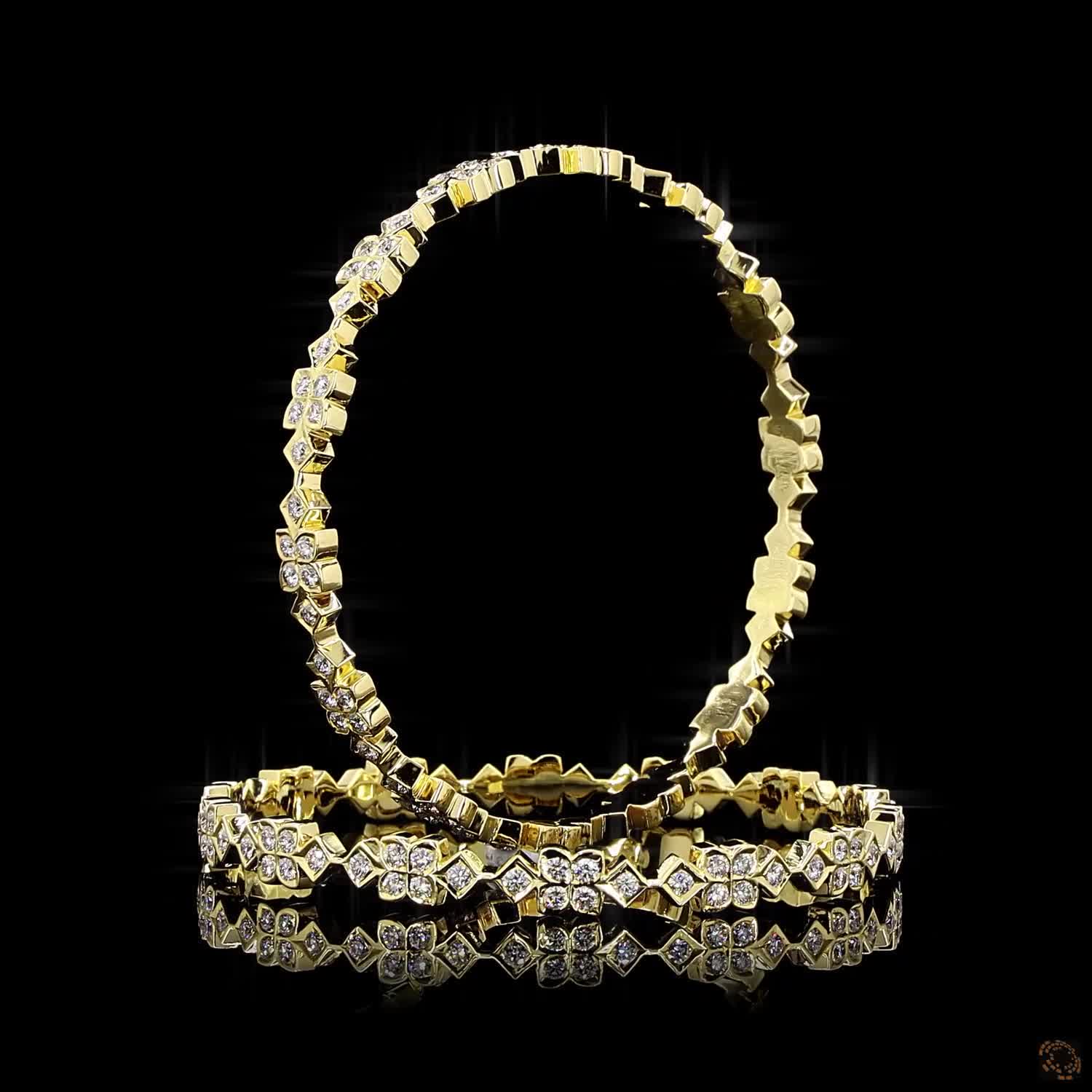 Diamond Bangles in 18KT Yellow Gold