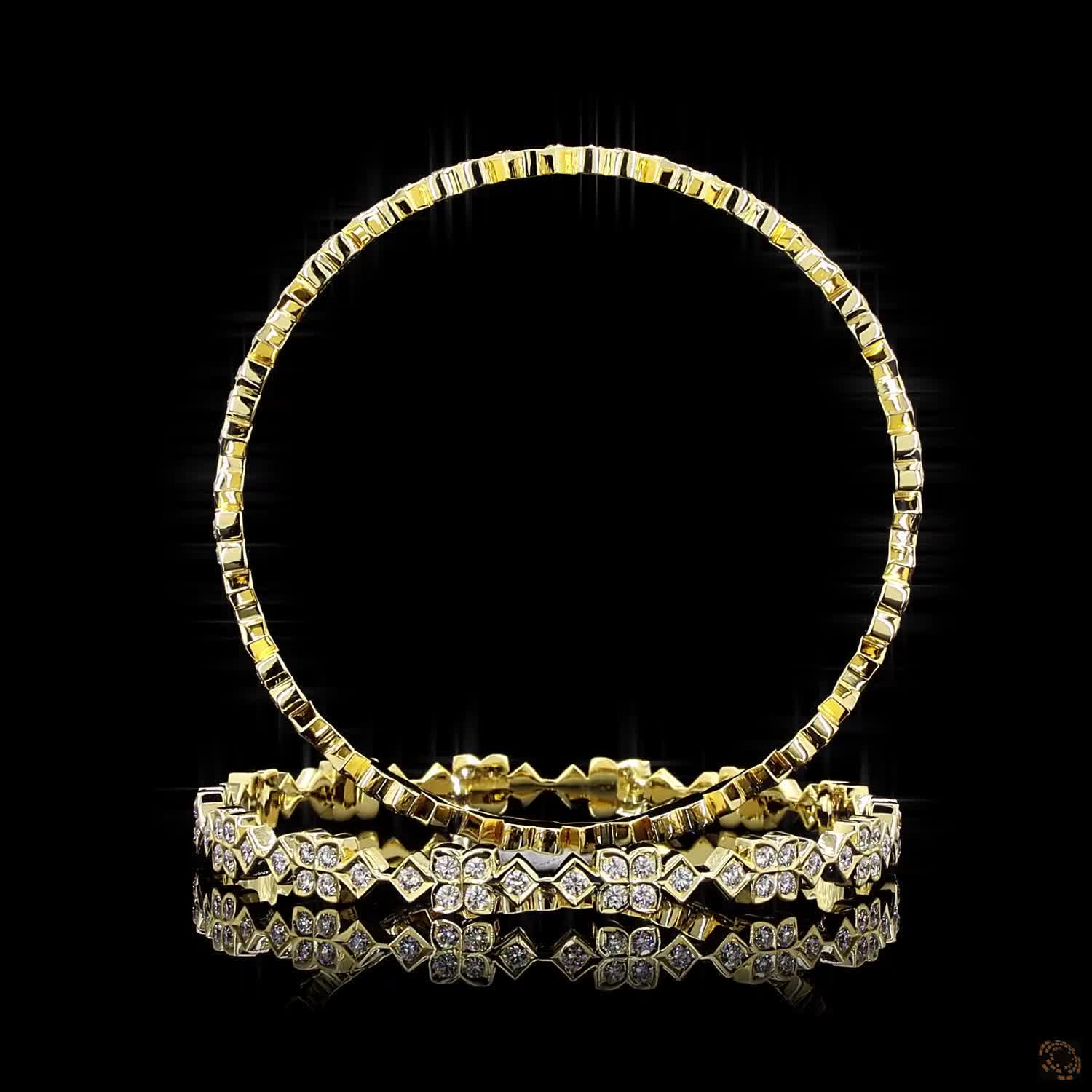 Diamond Bangles in 18KT Yellow Gold