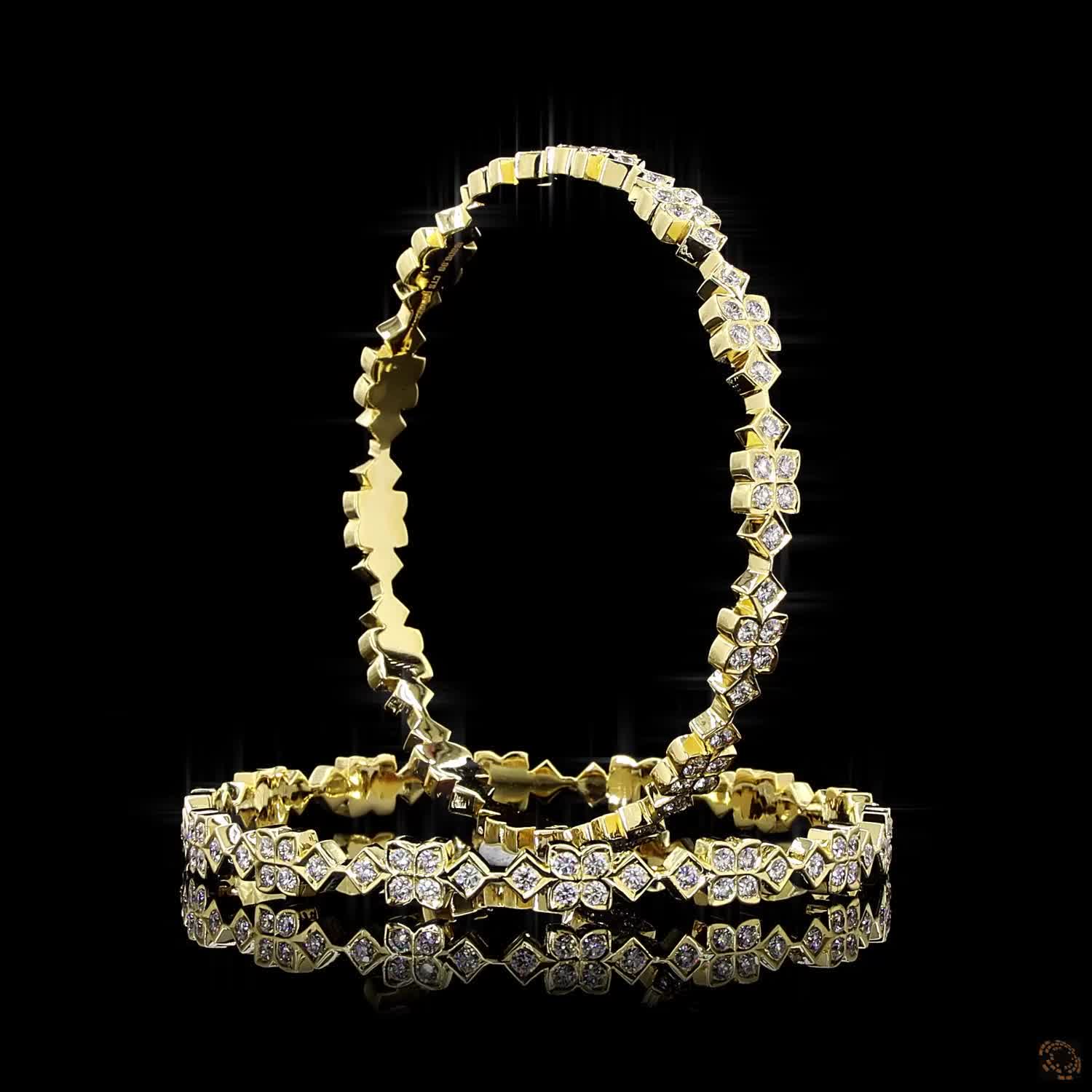 Diamond Bangles in 18KT Yellow Gold