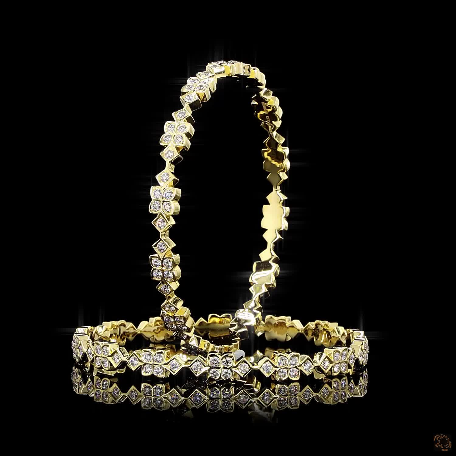 Diamond Bangles in 18KT Yellow Gold