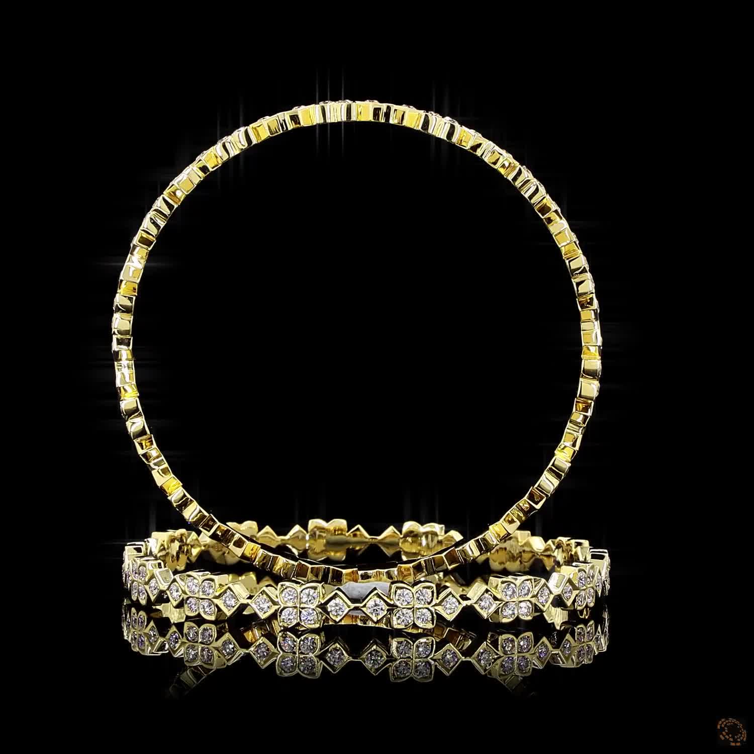 Diamond Bangles in 18KT Yellow Gold