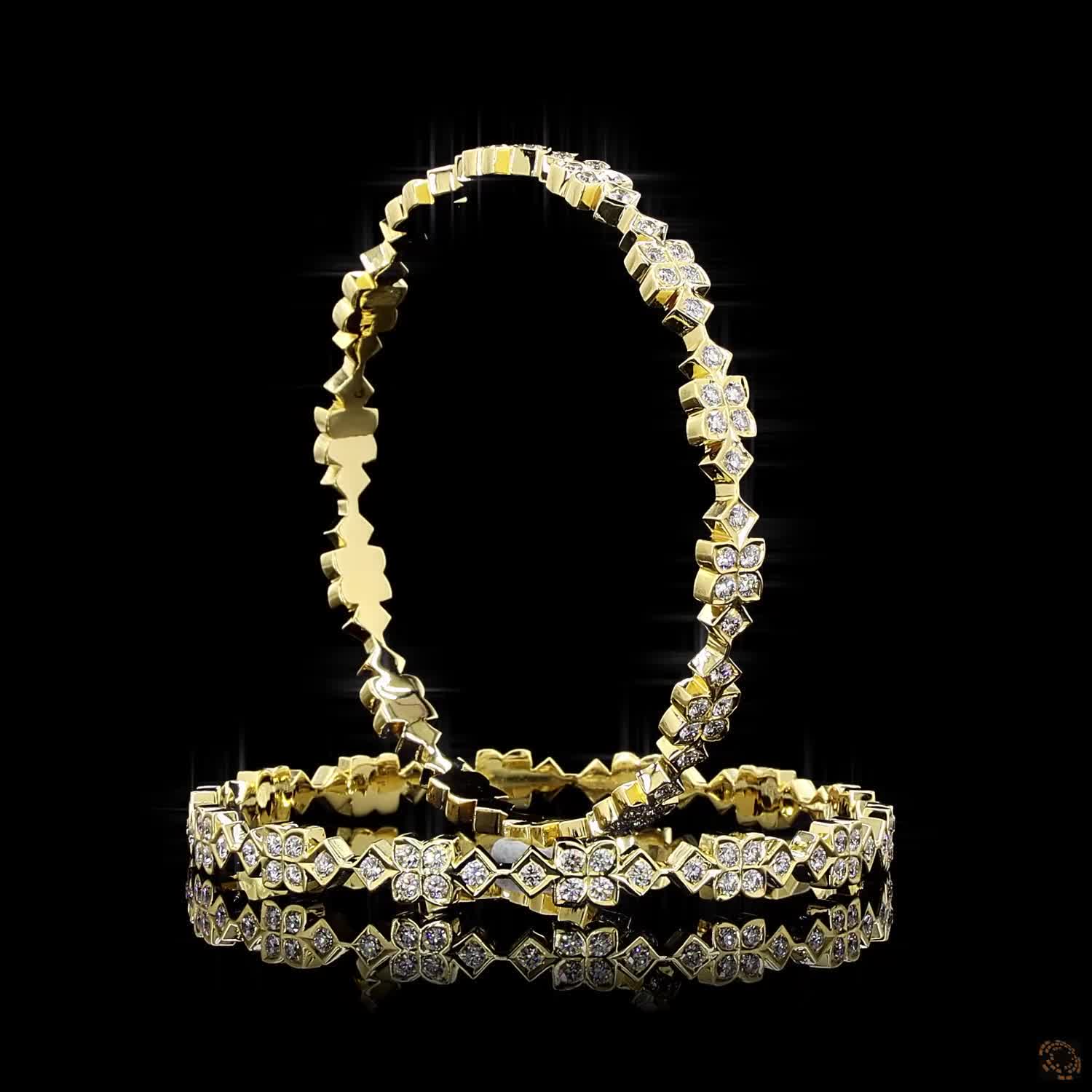 Diamond Bangles in 18KT Yellow Gold
