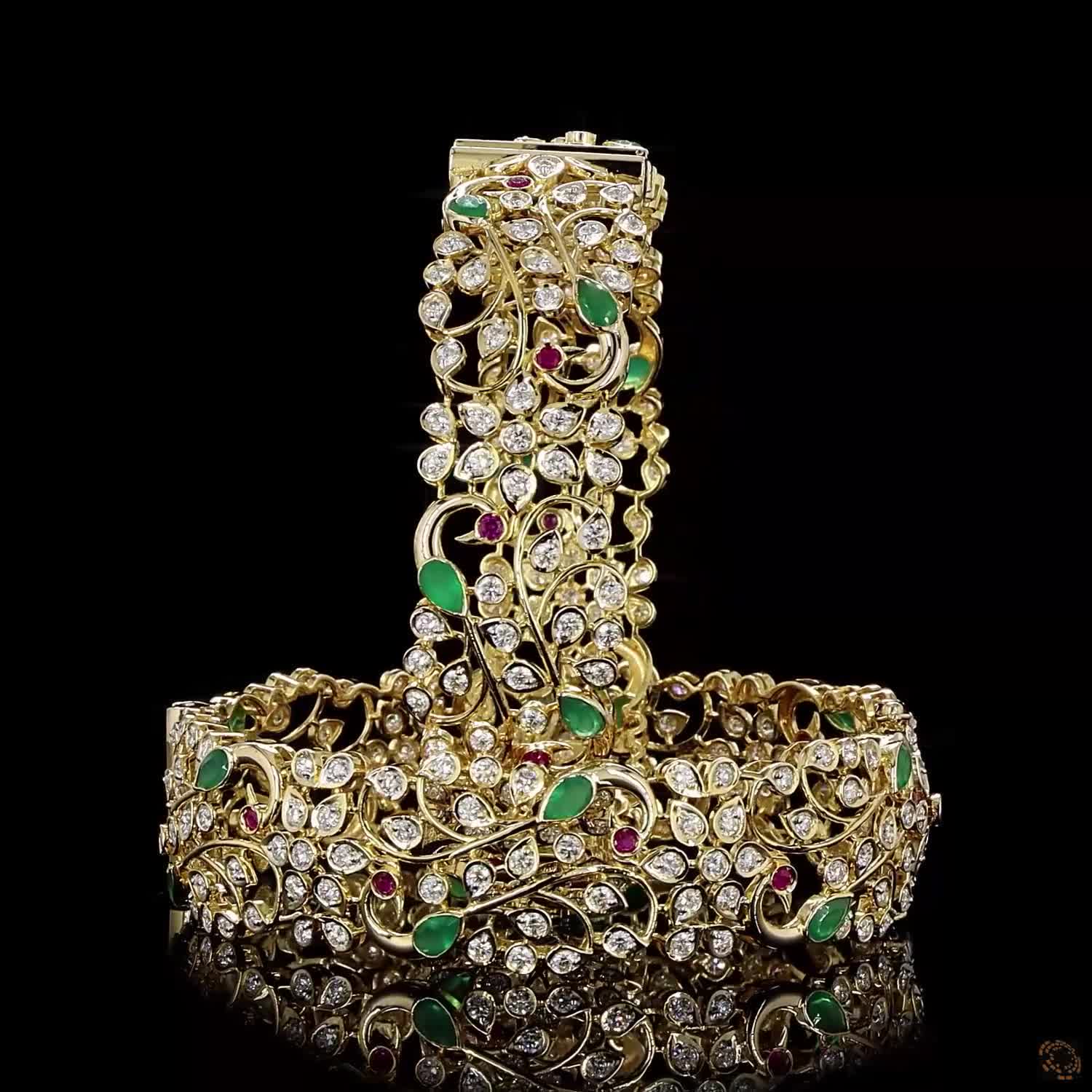 Emerald & Ruby Diamond Bangles in 18KT Yellow Gold