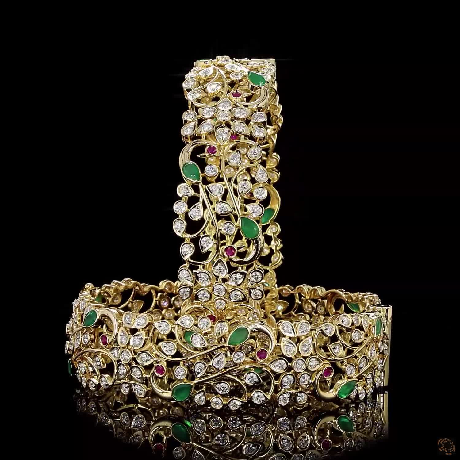 Emerald & Ruby Diamond Bangles in 18KT Yellow Gold