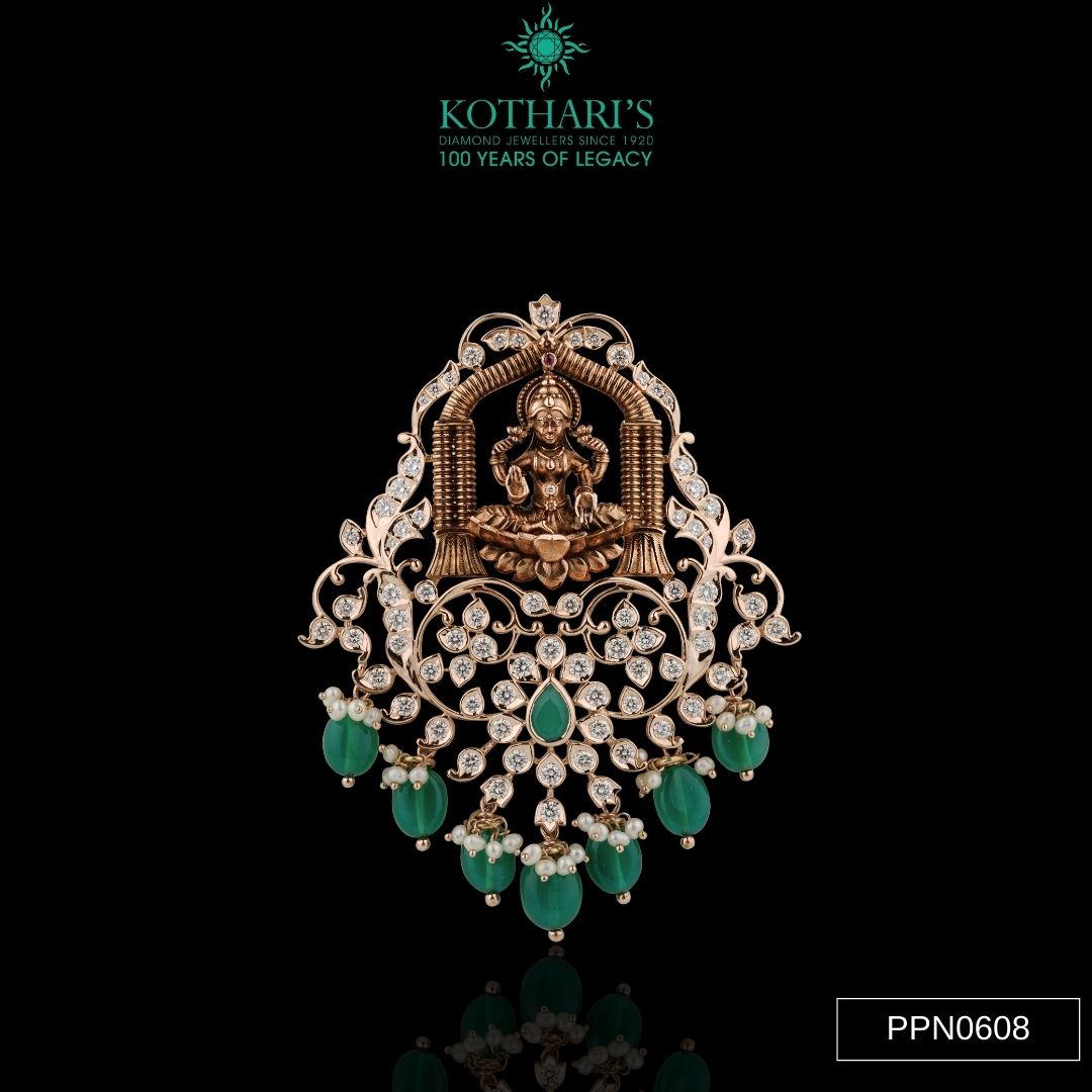 Emerald & Ruby Diamond Pendant in 18KT Rose Gold