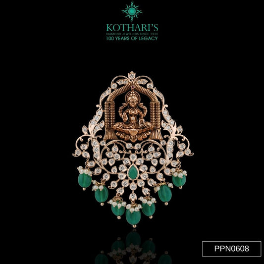 Emerald & Ruby Diamond Pendant in 18KT Rose Gold