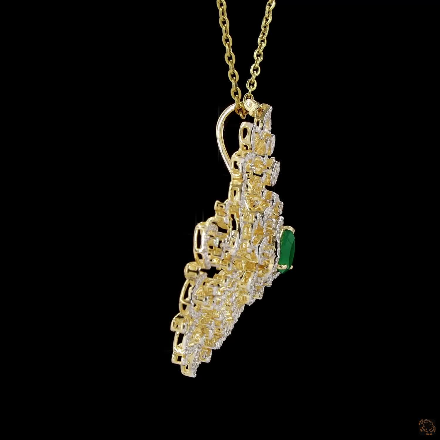 Emerald & Ruby Diamond Pendant in 18KT Yellow Gold