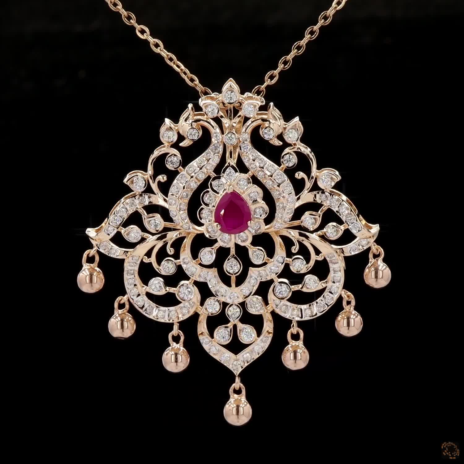 Ruby Diamond Pendant in 18KT Yellow Gold