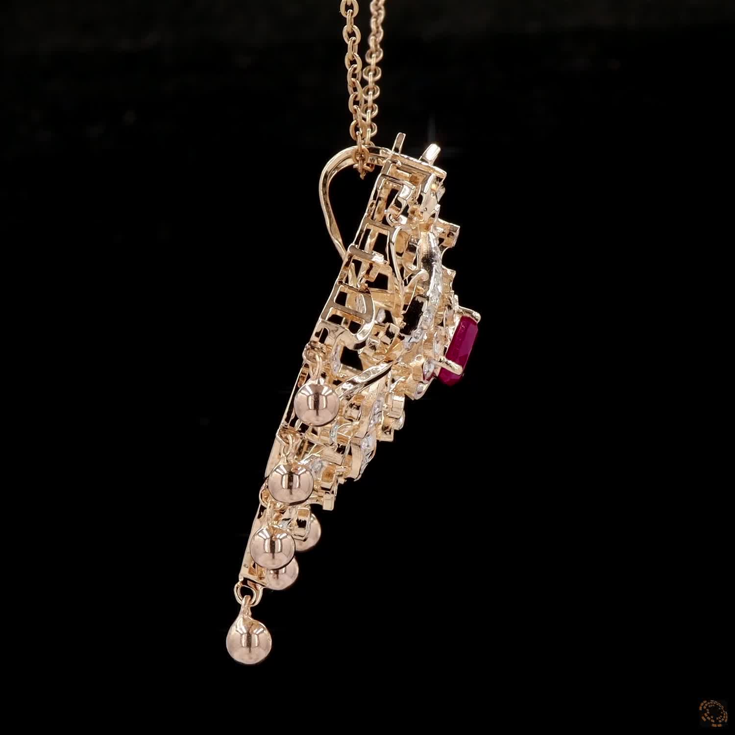 Ruby Diamond Pendant in 18KT Yellow Gold