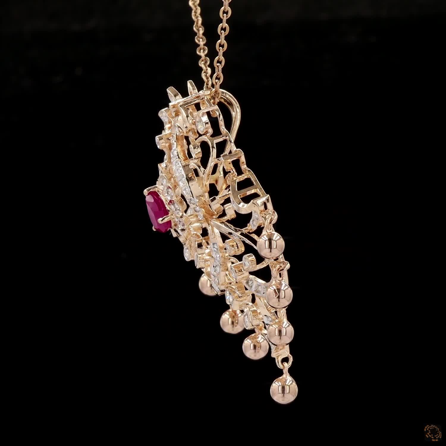 Ruby Diamond Pendant in 18KT Yellow Gold