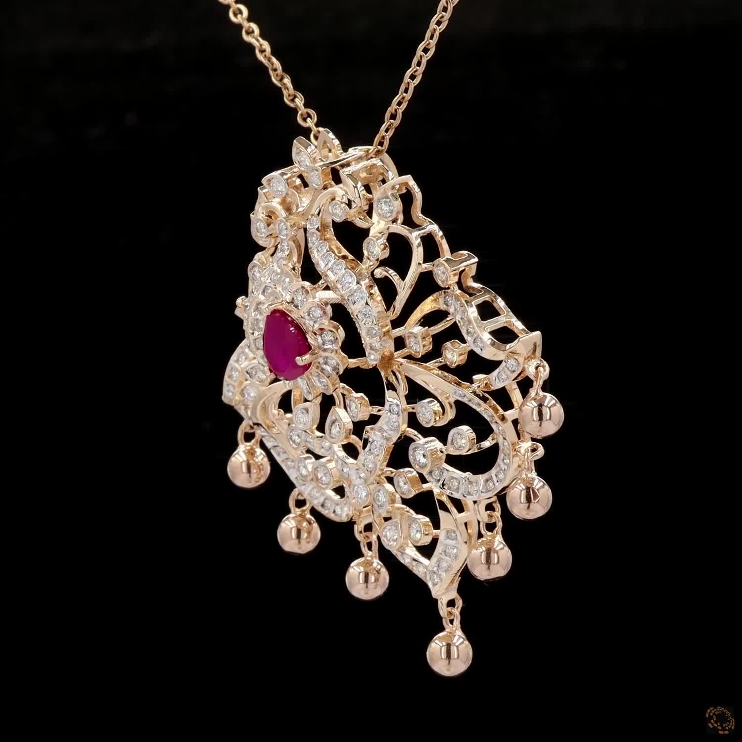 Ruby Diamond Pendant in 18KT Yellow Gold