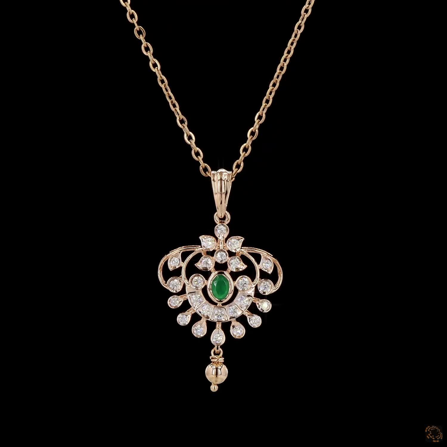 Emerald Diamond Pendant in 18KT Yellow Gold