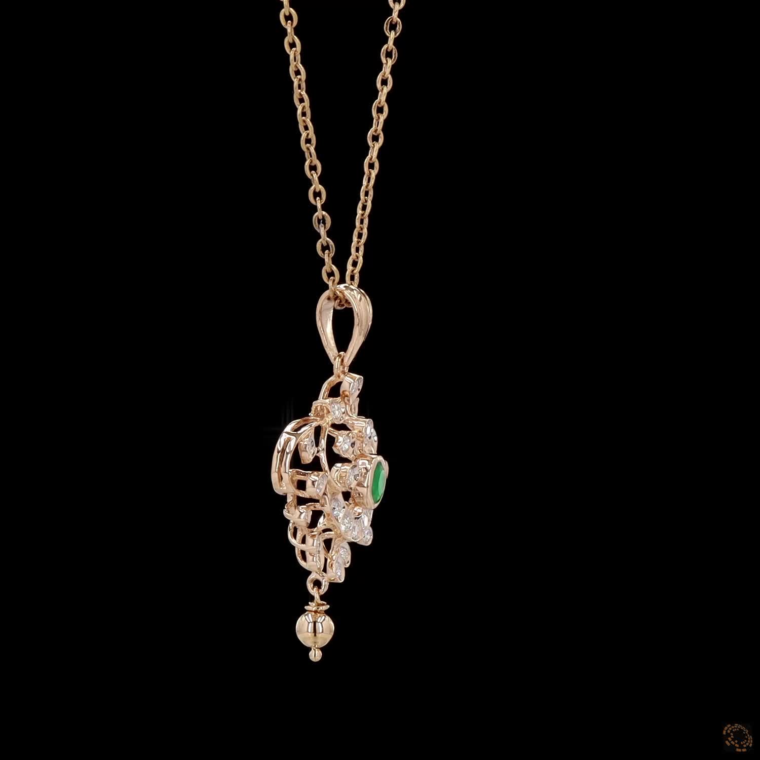 Emerald Diamond Pendant in 18KT Yellow Gold