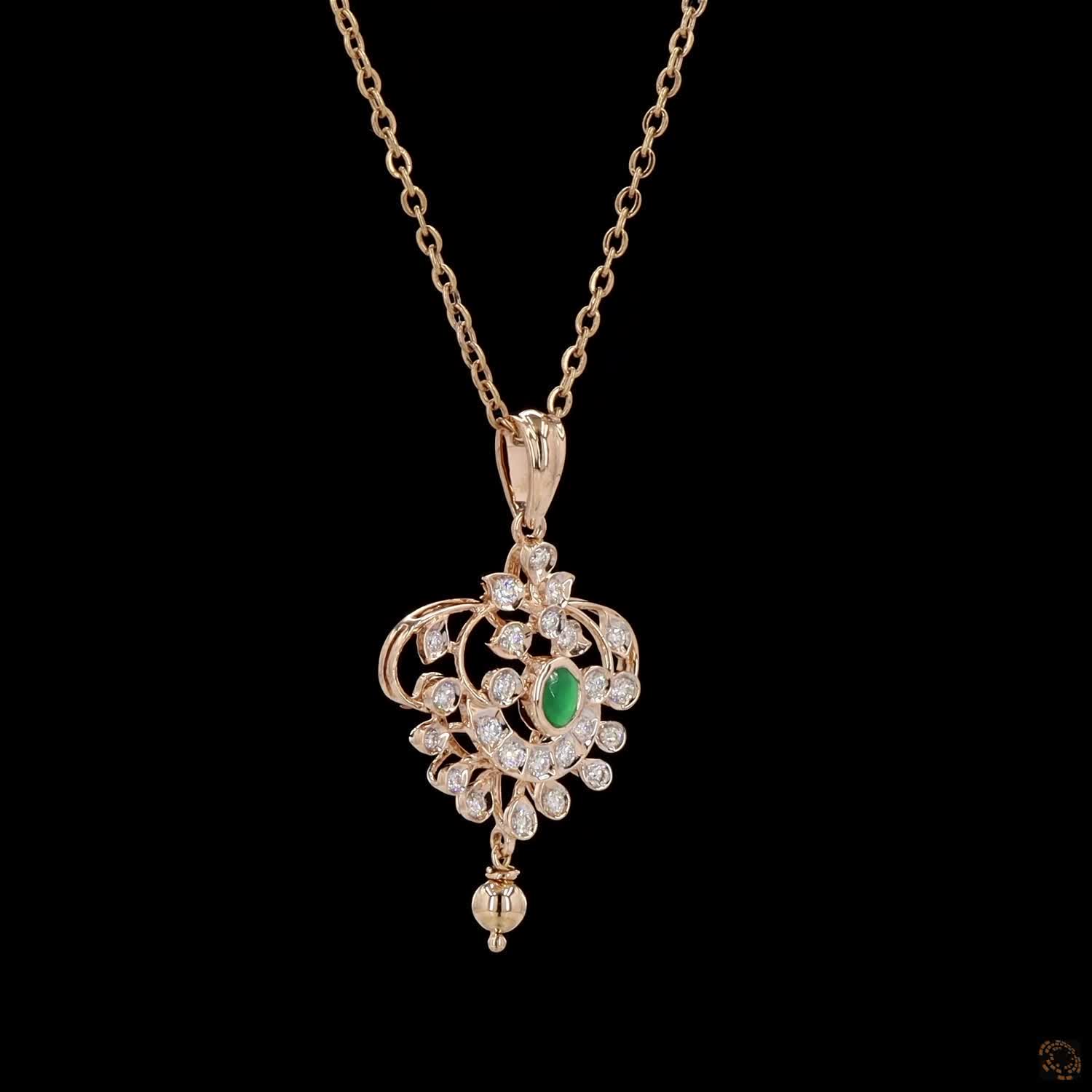 Emerald Diamond Pendant in 18KT Yellow Gold