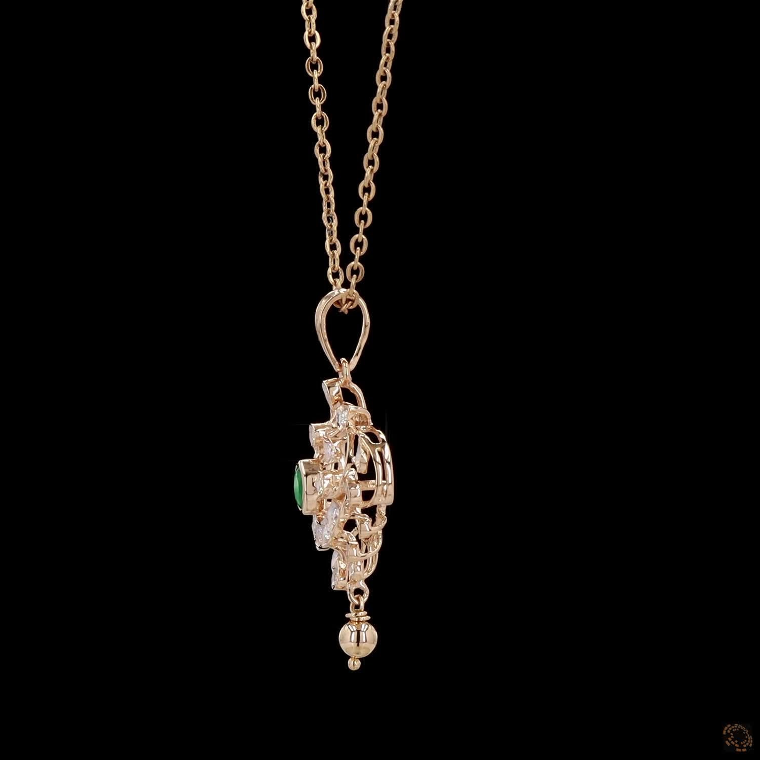 Emerald Diamond Pendant in 18KT Yellow Gold