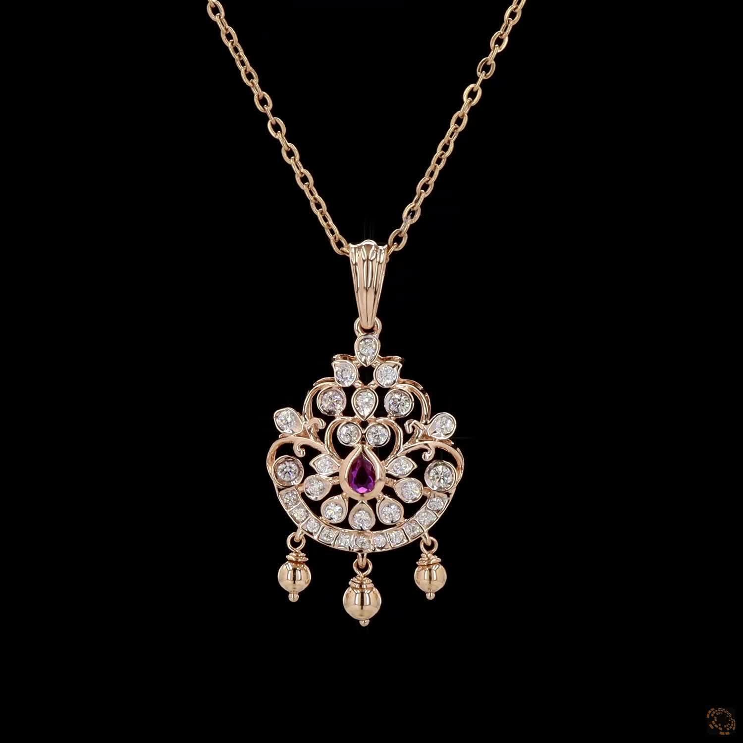 Ruby Diamond Pendant in 18KT Yellow Gold